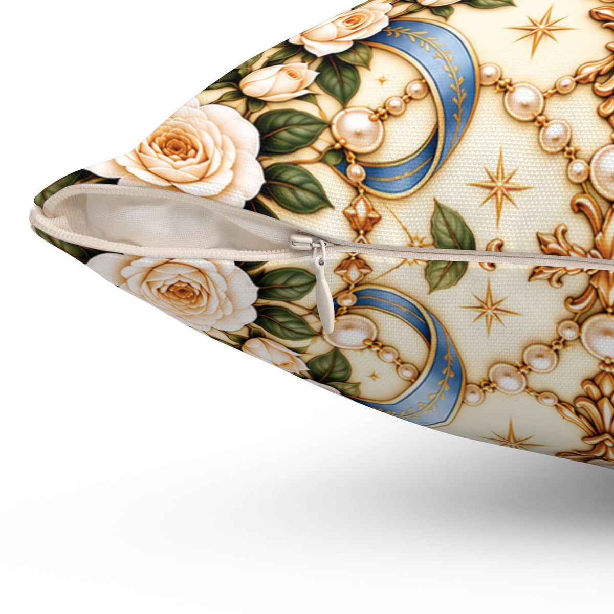 Rosary of Light Ivory Centered Cross Decorative Pillow