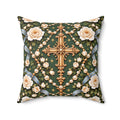 Rosary of Light Sage Blue Centered Cross Decorative Pillow