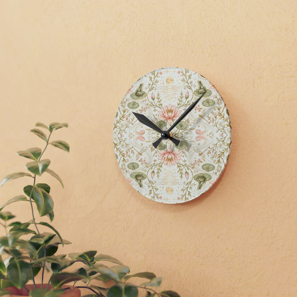 Nymphaea Nocturne Moon Milk Acrylic Wall Clock