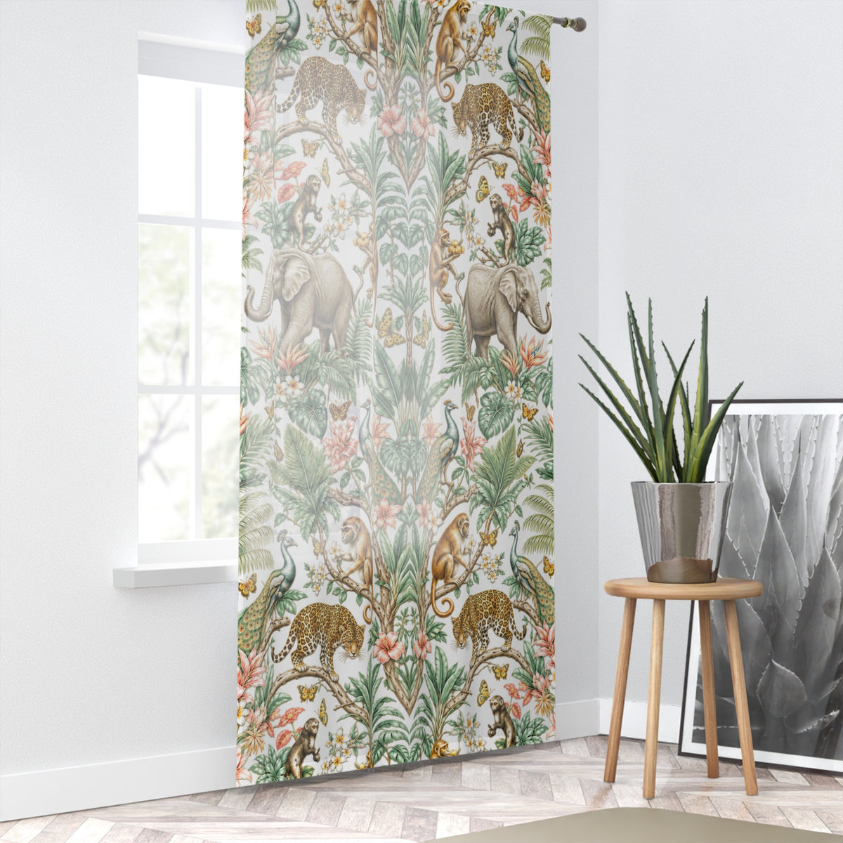 Mystic Jungle Ivory Eden Window Curtain