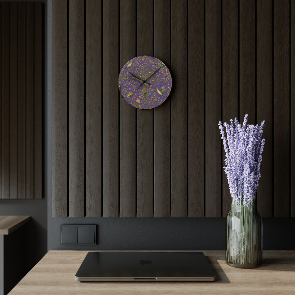Sacred Canopy Amethyst Acrylic Wall Clock