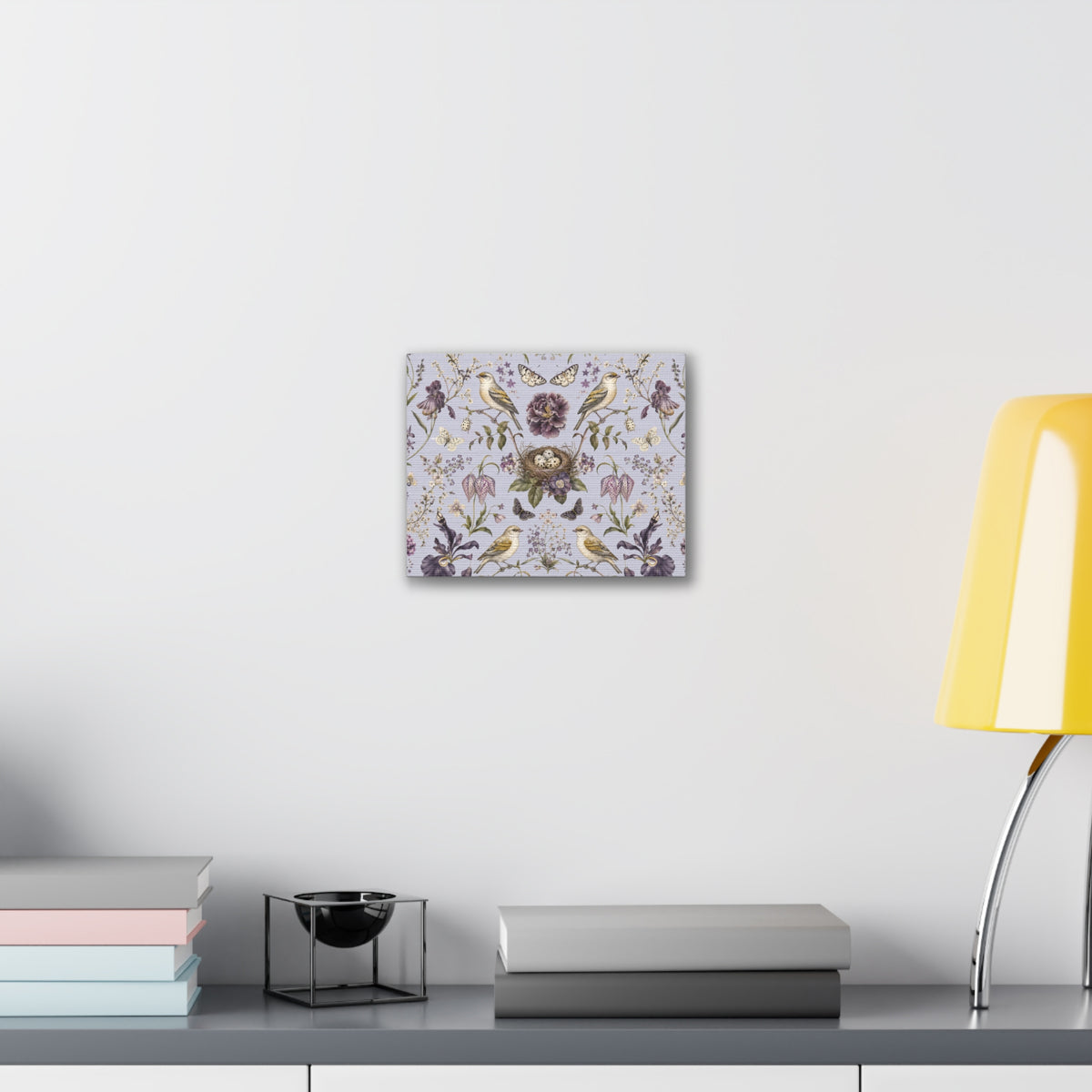 Botanical Bird's Nest Lilac Stretched Canvas