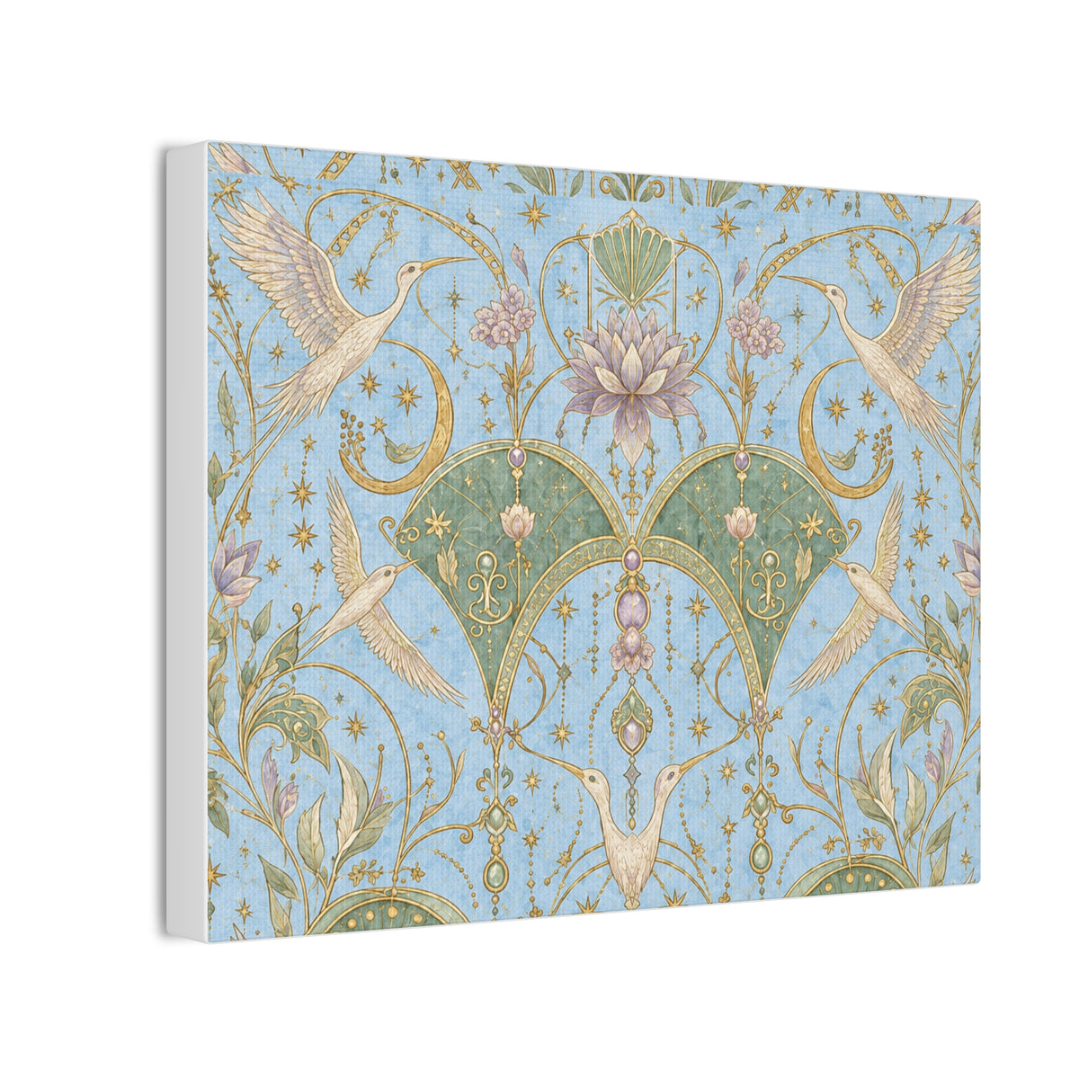 Celestial Aviary Blue Hour Stretched Canvas