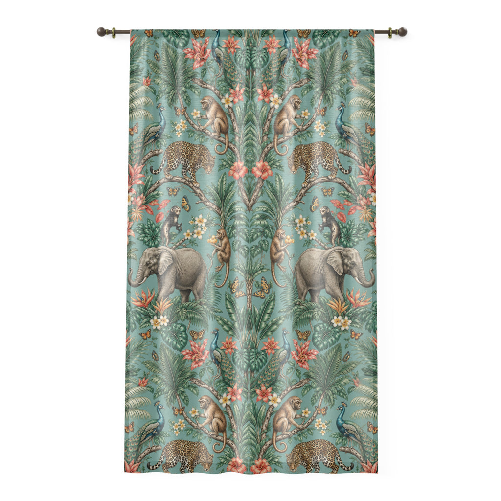 Mystic Jungle Verdigris Jungle Window Curtain