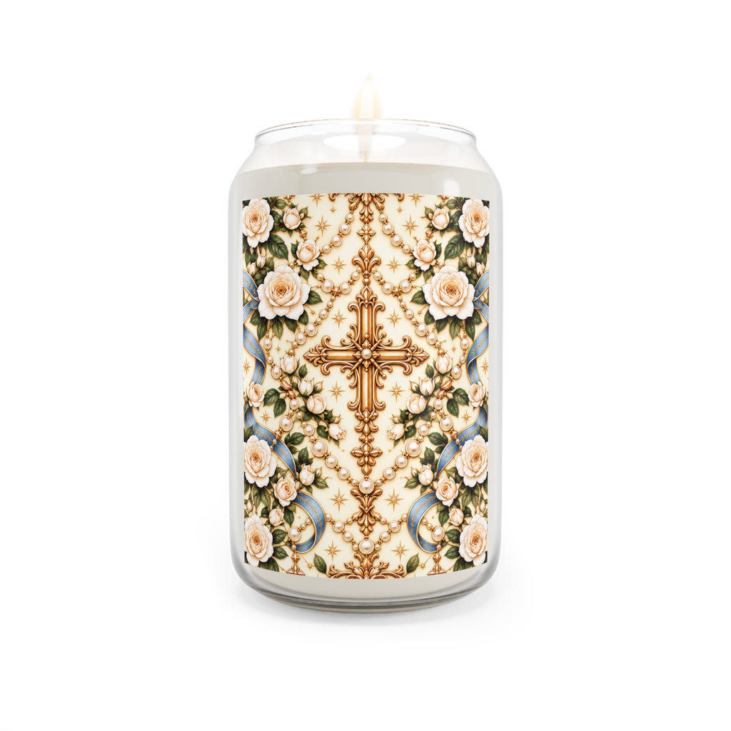 Rosary of Light Ivory Centered Cross Luxe Candle