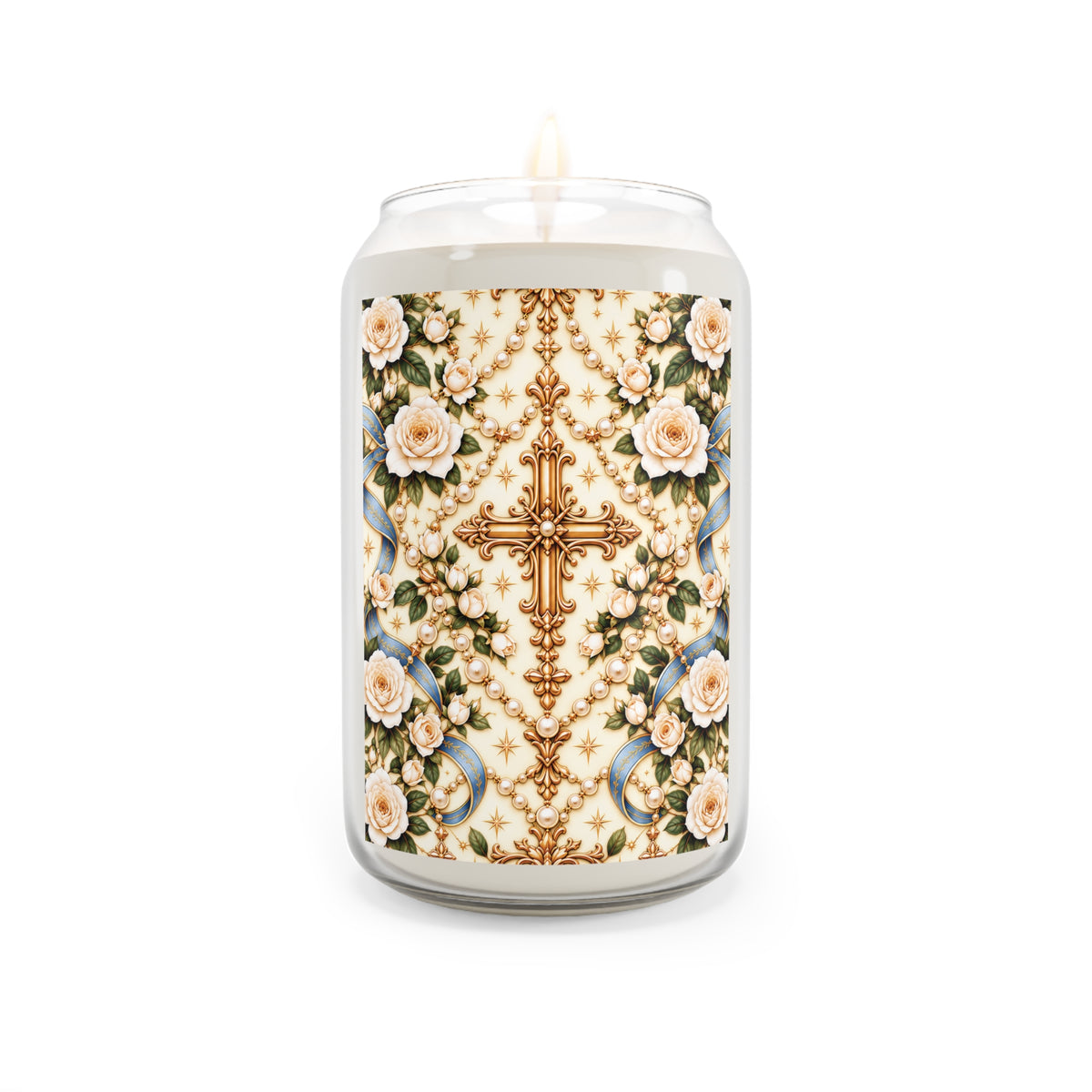 Rosary of Light Ivory Centered Cross Luxe Candle