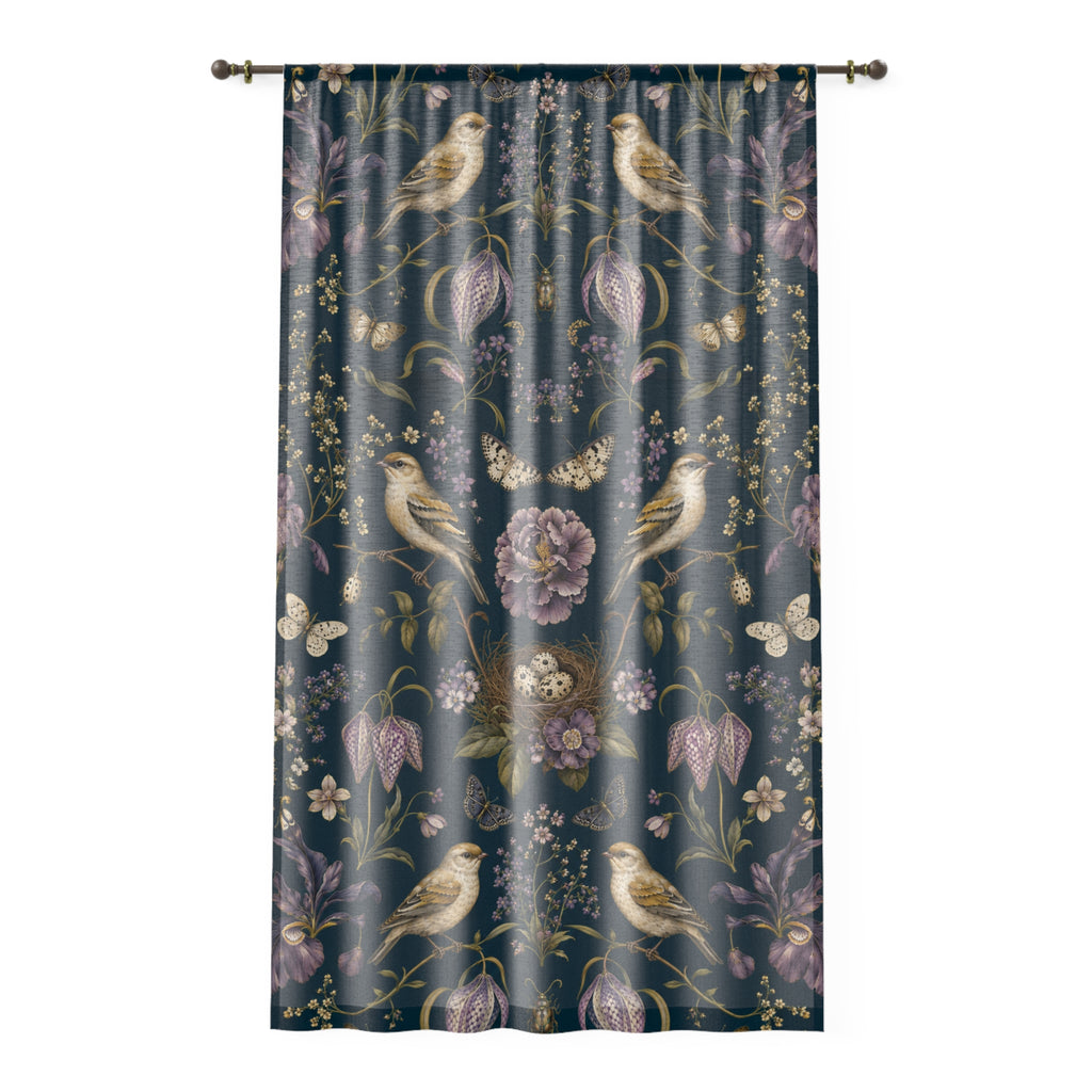 Botanical Bird's Nest Nocturne Window Curtain
