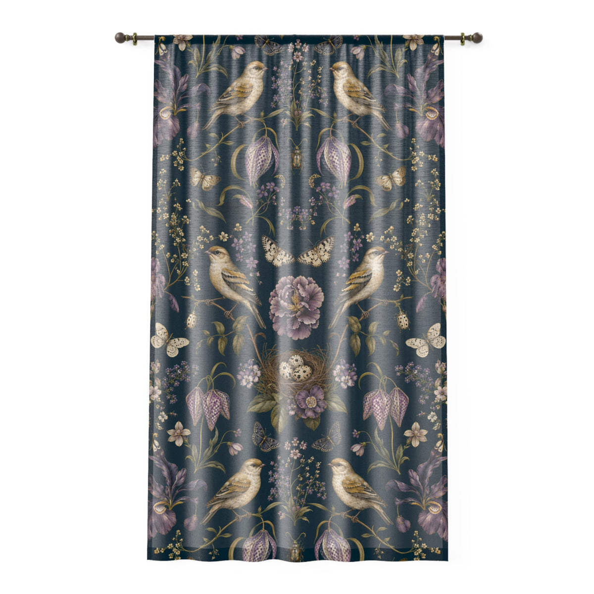 Botanical Bird's Nest Nocturne Window Curtain