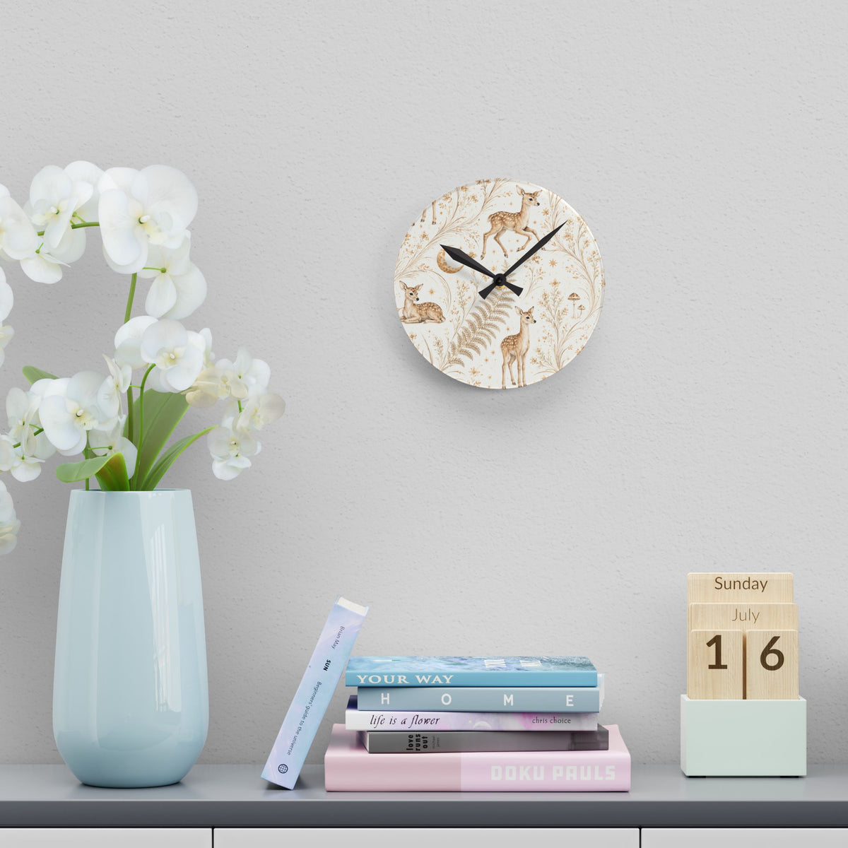 Astral Fawn Moon Milk Acrylic Wall Clock