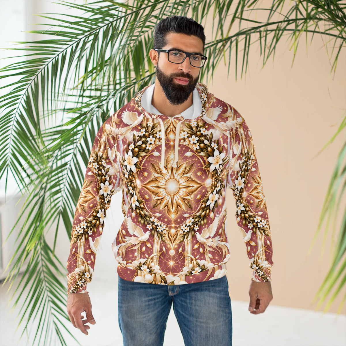 Divine Light Mandala Rose Dawn Pullover Hoodie