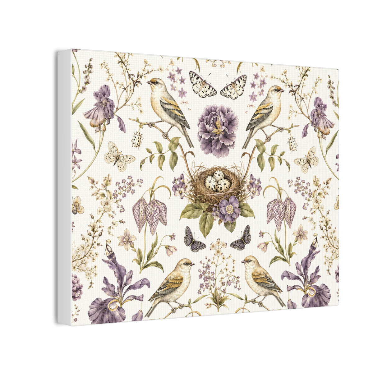 Botanical Bird's Nest Moon Milk Stretched Canvas