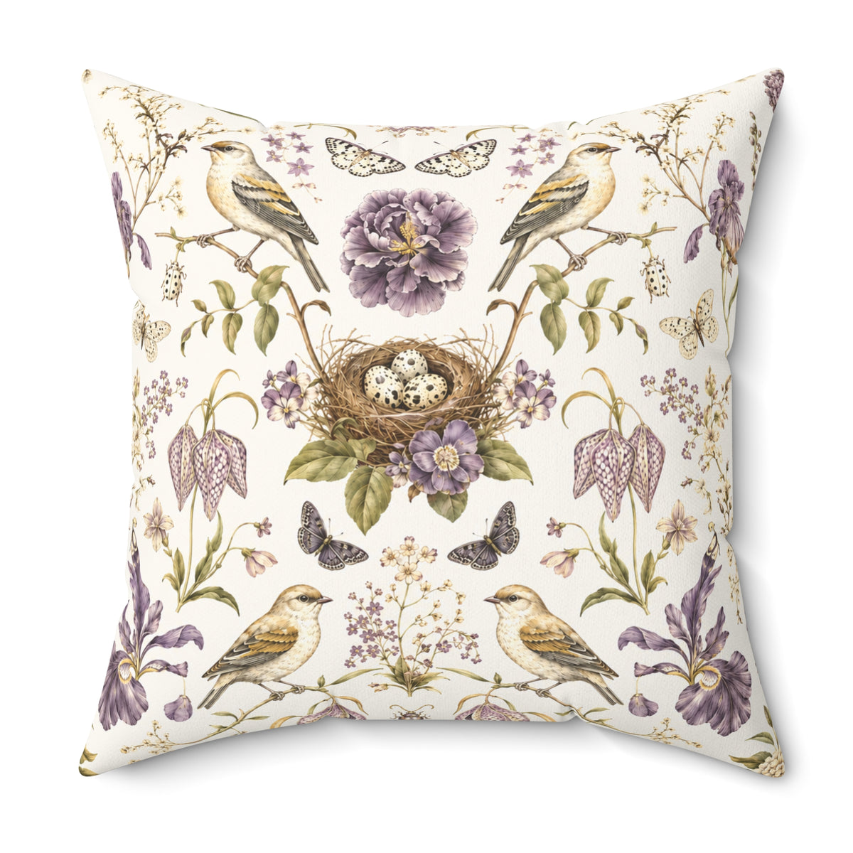 Botanical Bird's Nest Moon Milk Decorative Pillow