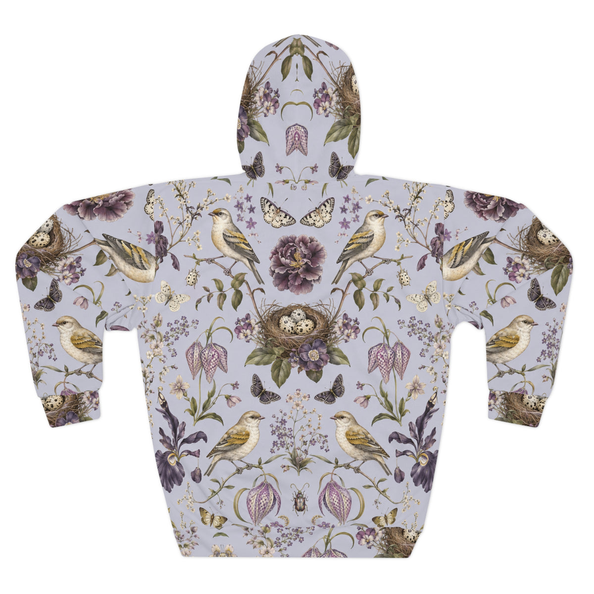 Botanical Bird's Nest Lilac Pullover Hoodie