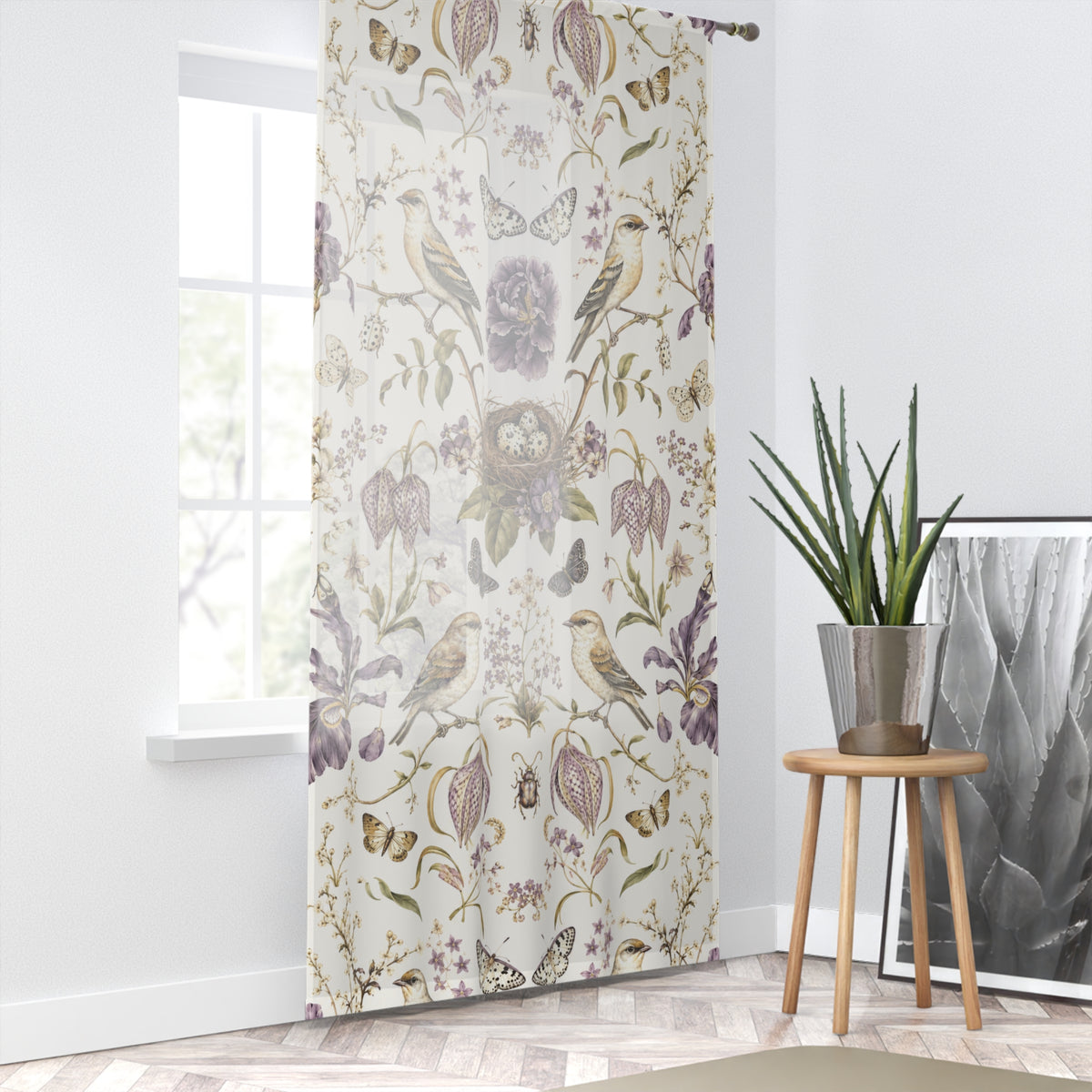 Botanical Bird's Nest Moon Milk Window Curtain