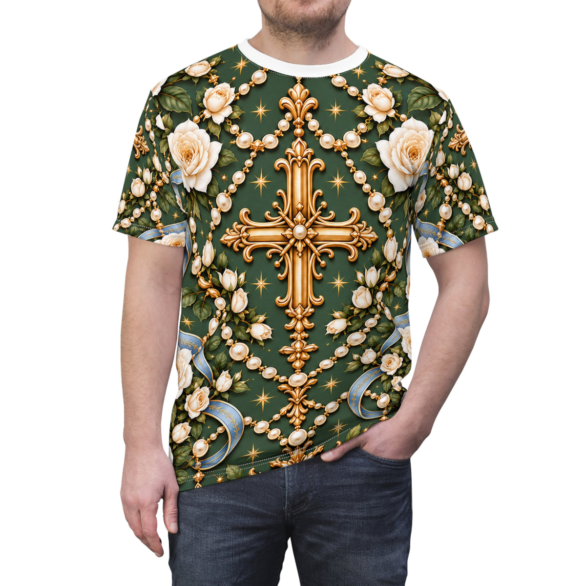 Rosary of Light Sage Blue All-over-print T-Shirt