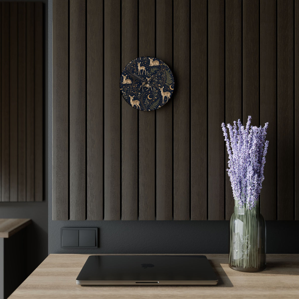 Astral Fawn Nocturne Acrylic Wall Clock