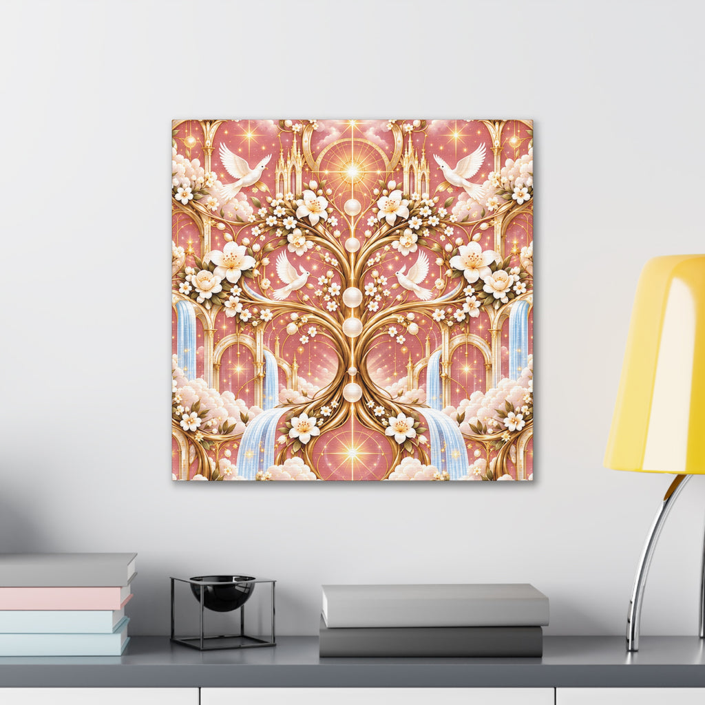 Tree of Heaven Rose Twilight Wrapped Canvas