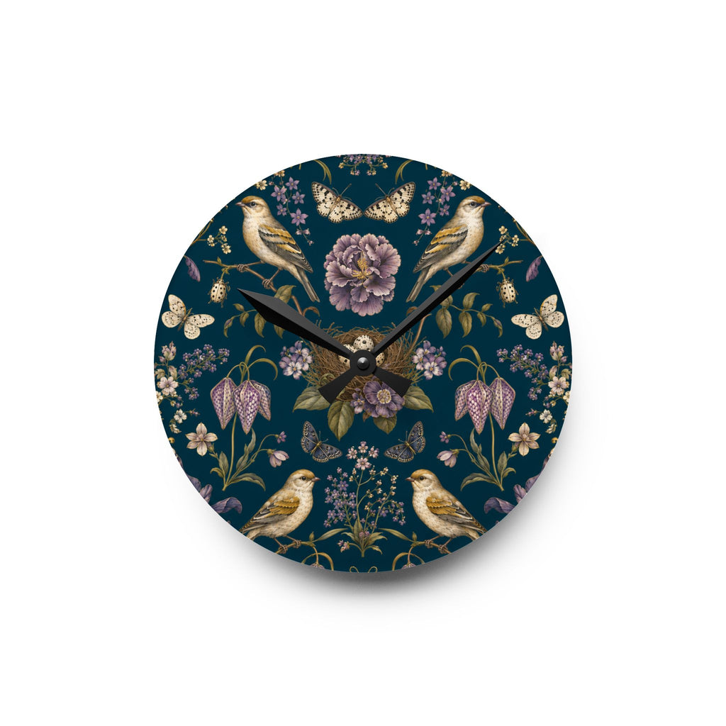 Botanical Bird's Nest Nocturne Acrylic Wall Clock