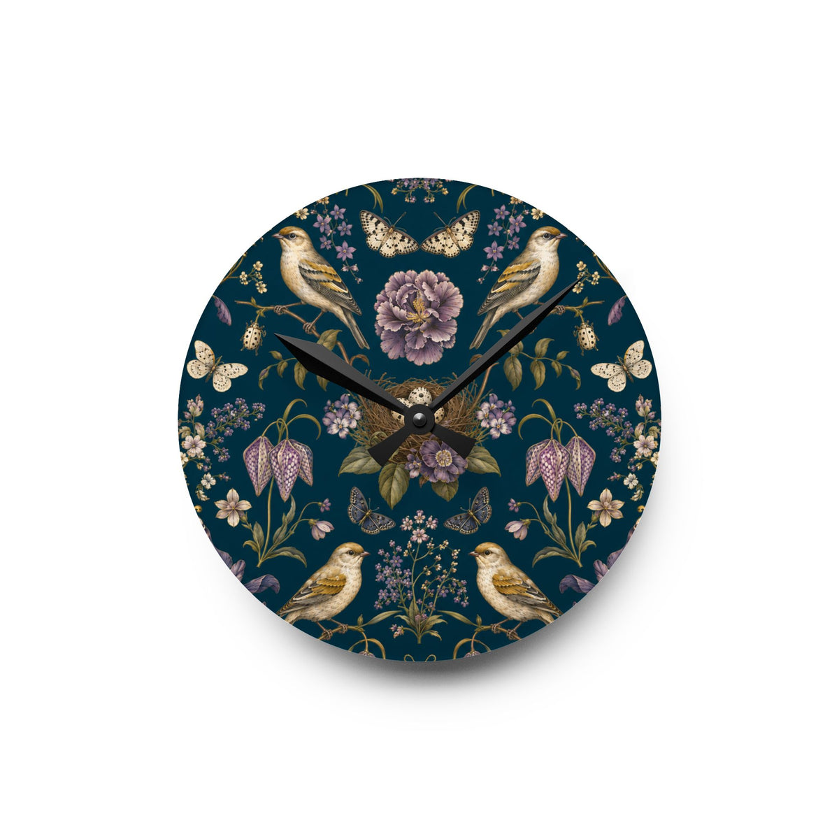 Botanical Bird's Nest Nocturne Acrylic Wall Clock