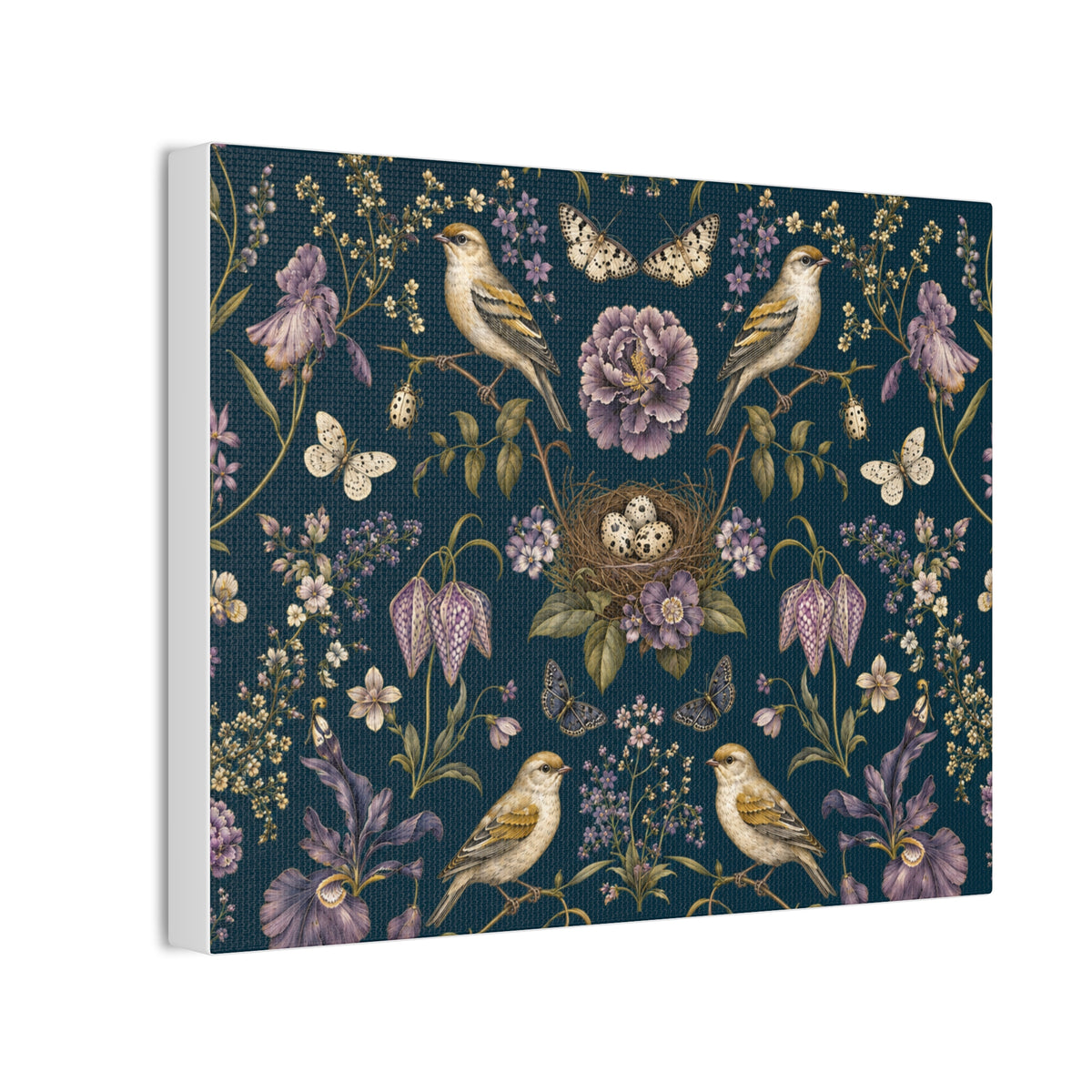 Botanical Bird's Nest Nocturne Stretched Canvas
