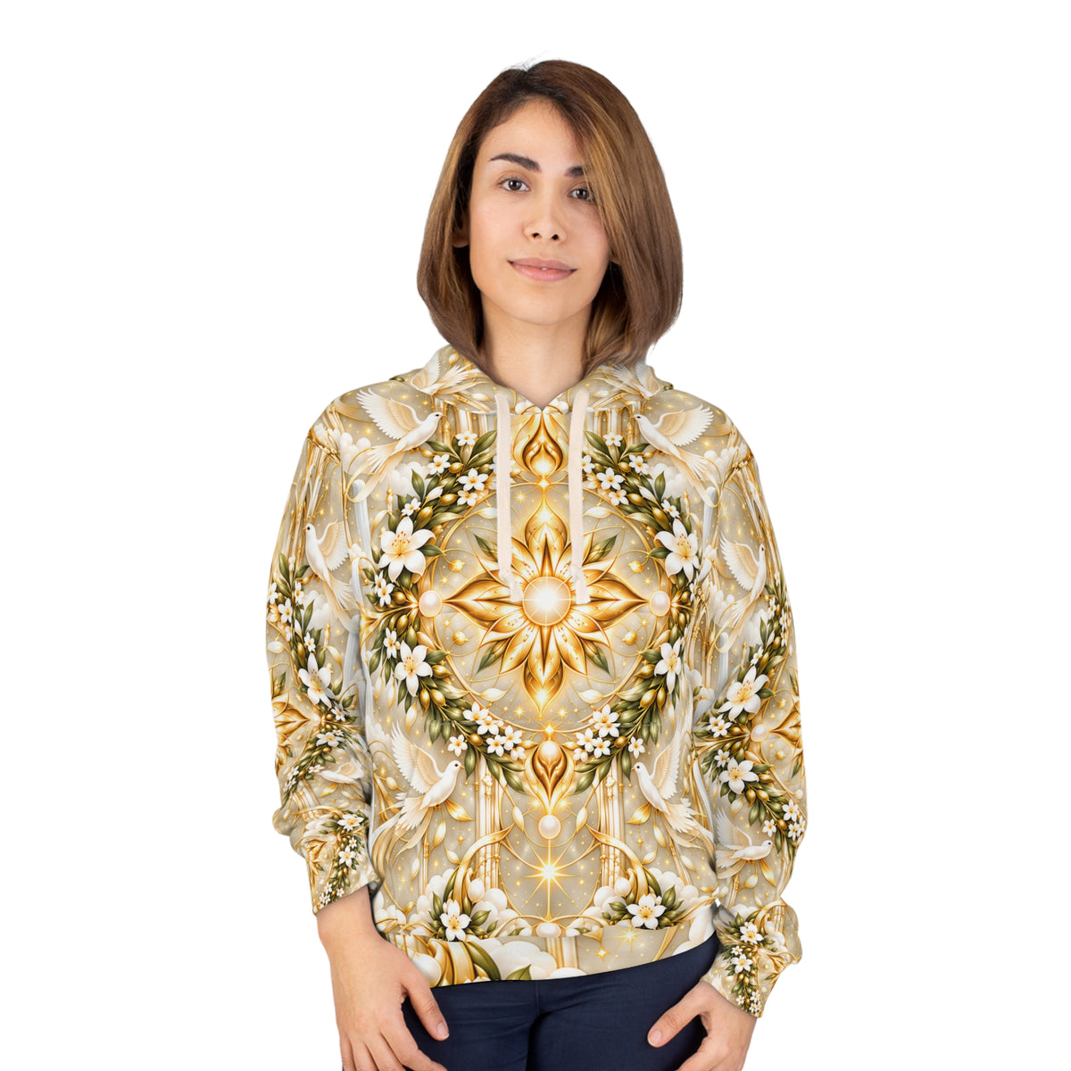 Divine Light Mandala Moon Milk Pullover Hoodie