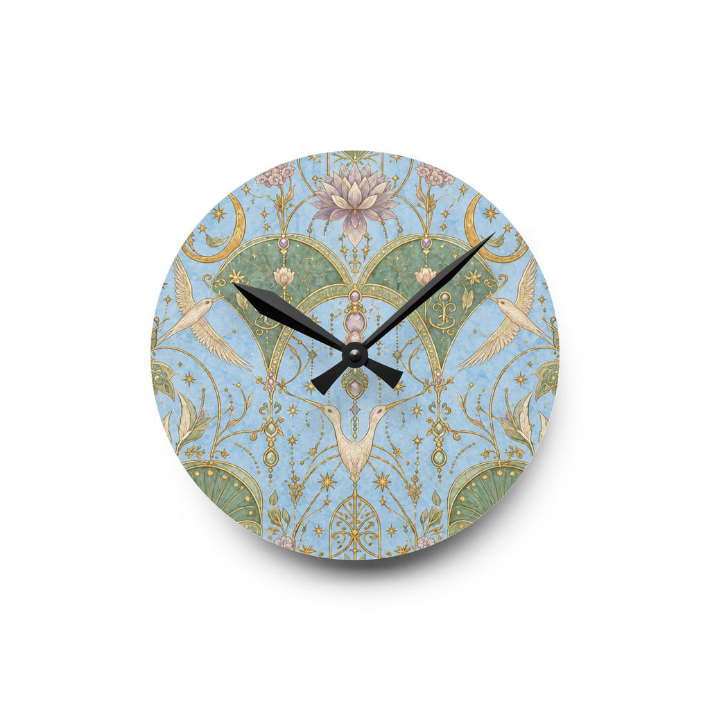 Celestial Aviary Blue Hour Acrylic Wall Clock