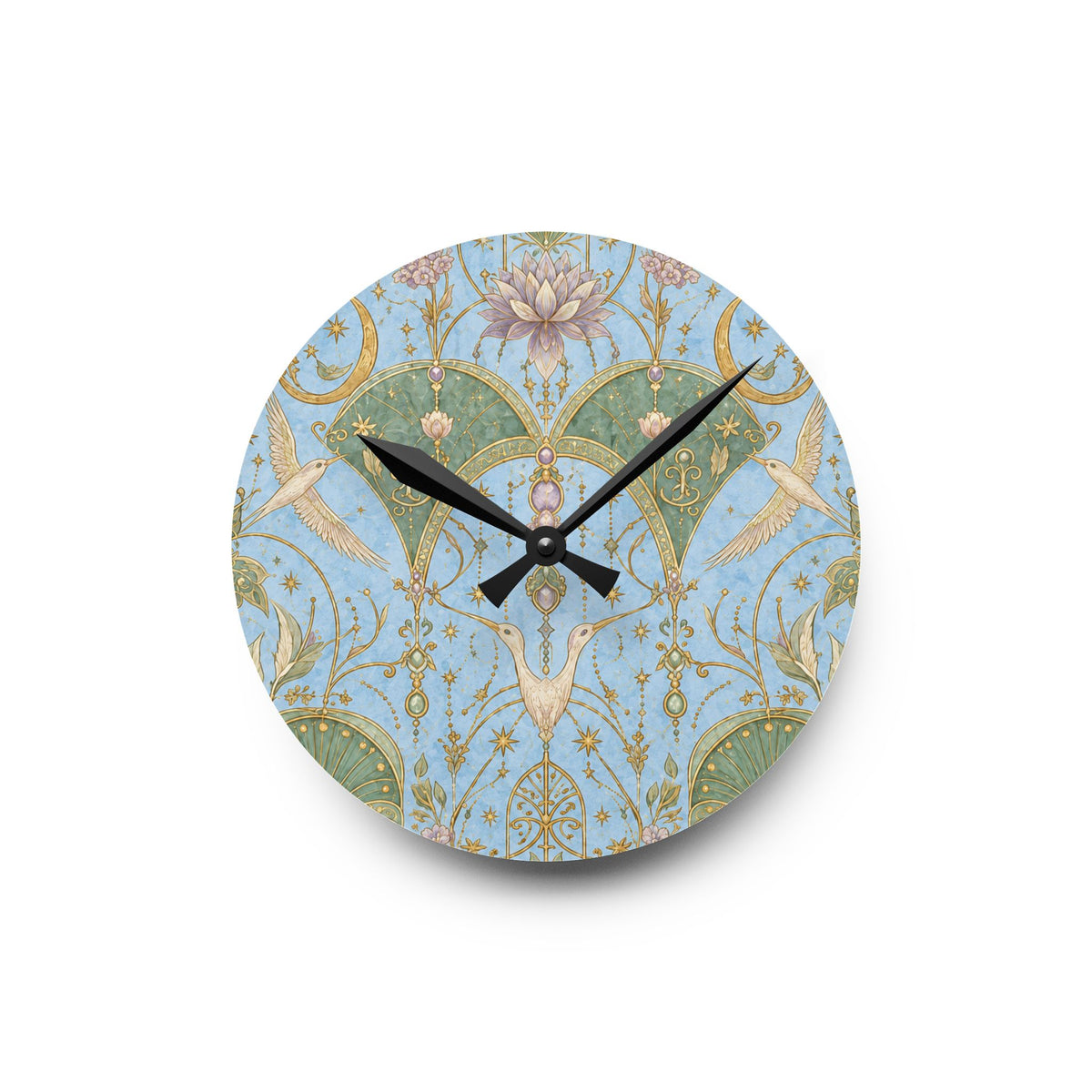 Celestial Aviary Blue Hour Acrylic Wall Clock