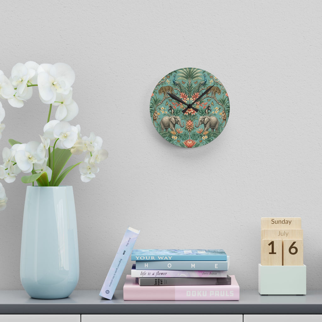 Mystic Jungle Verdigris Jungle Acrylic Wall Clock