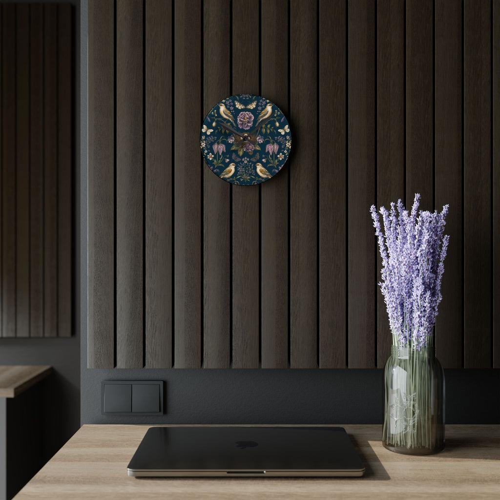 Botanical Bird's Nest Nocturne Acrylic Wall Clock