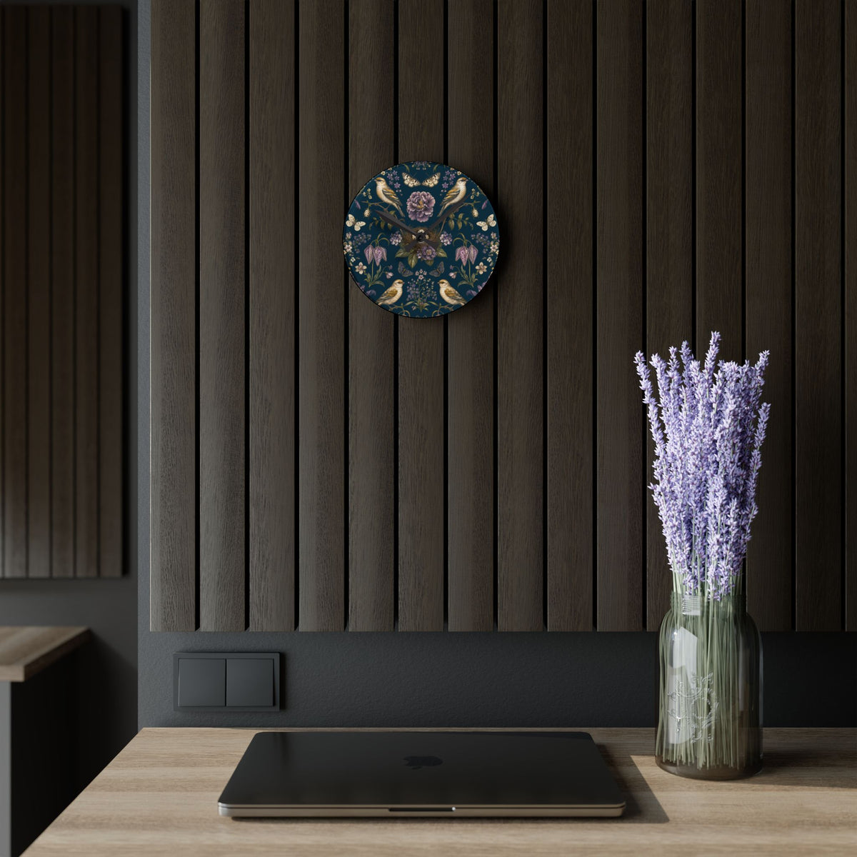 Botanical Bird's Nest Nocturne Acrylic Wall Clock