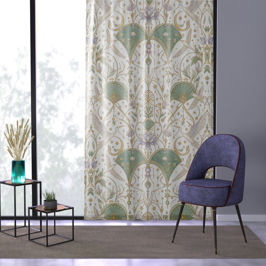Celestial Aviary Moon Milk Window Curtain