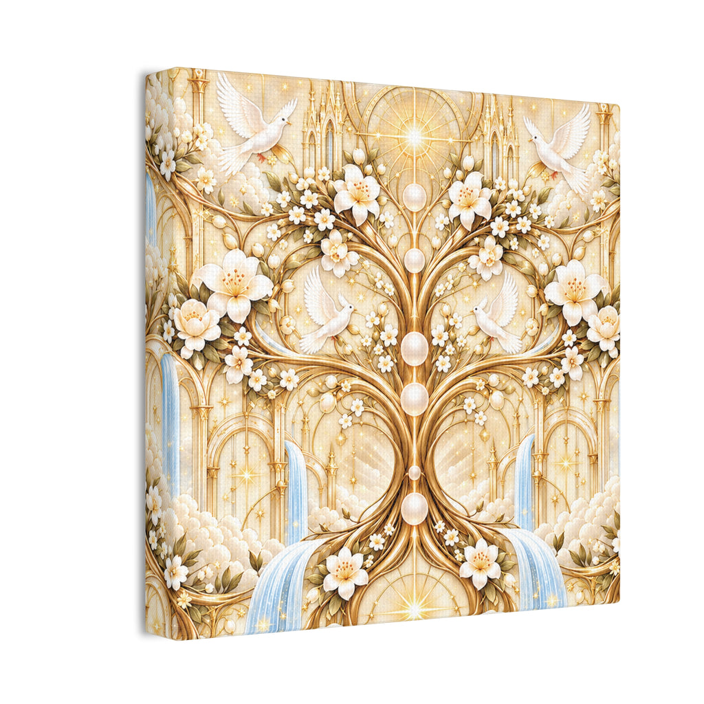 Tree of Heaven Alabaster Gold Wrapped Canvas