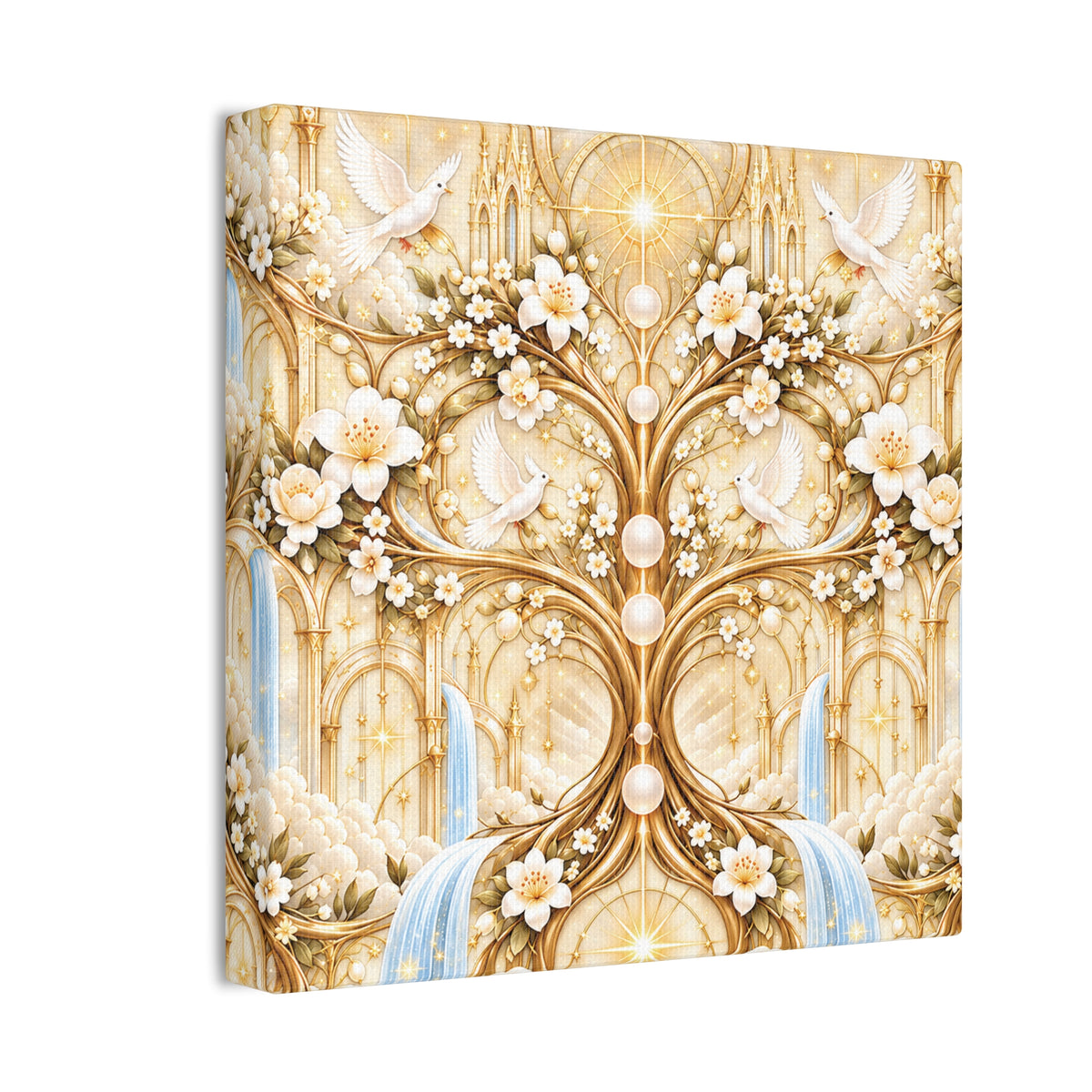 Tree of Heaven Alabaster Gold Wrapped Canvas