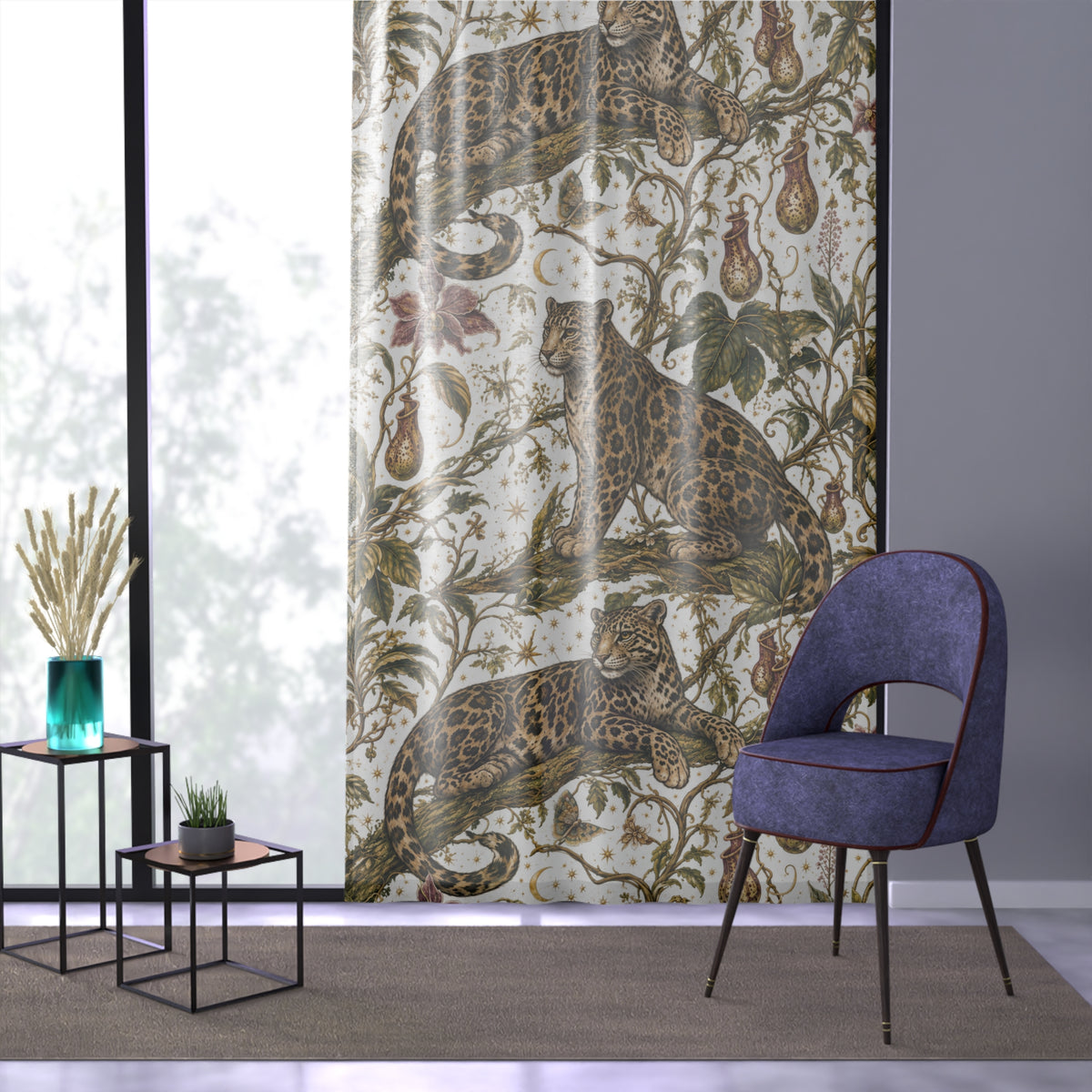 Cloud Leopard Reverie Moon Milk Window Curtain