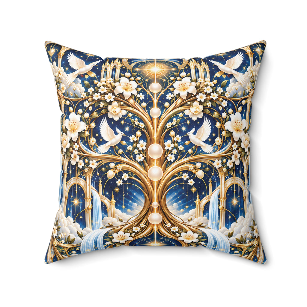 Tree of Heaven Celestial Blue Decorative Pillow