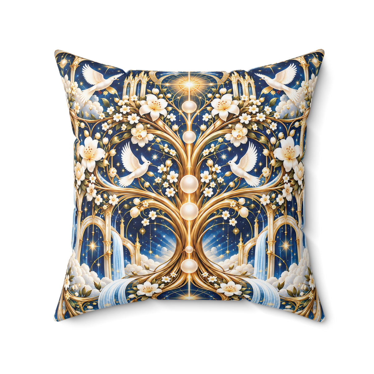 Tree of Heaven Celestial Blue Decorative Pillow