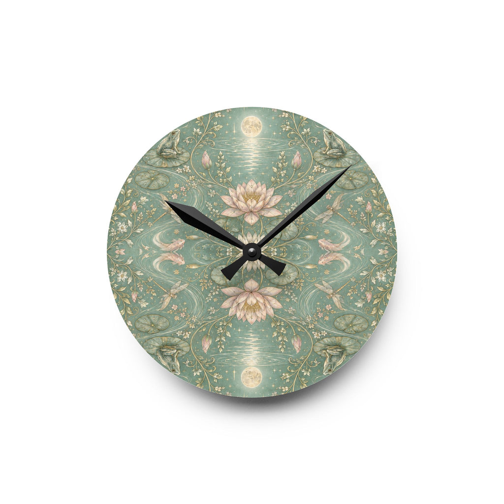 Nymphaea Nocturne Moon Mist Acrylic Wall Clock
