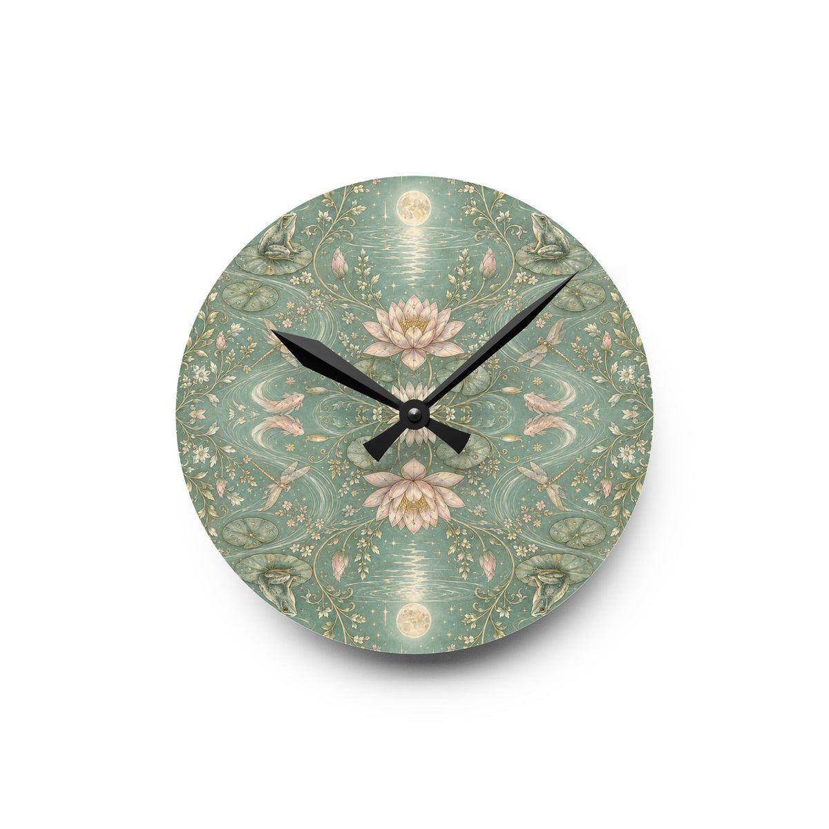 Nymphaea Nocturne Moon Mist Acrylic Wall Clock