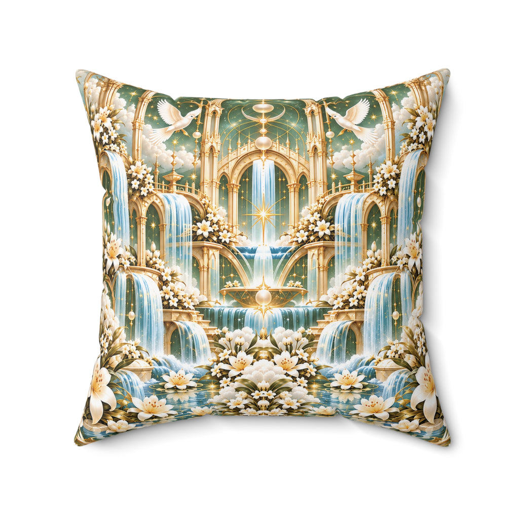 Living Waters Sanctuary Soft Sage Gold Decorative Pillow