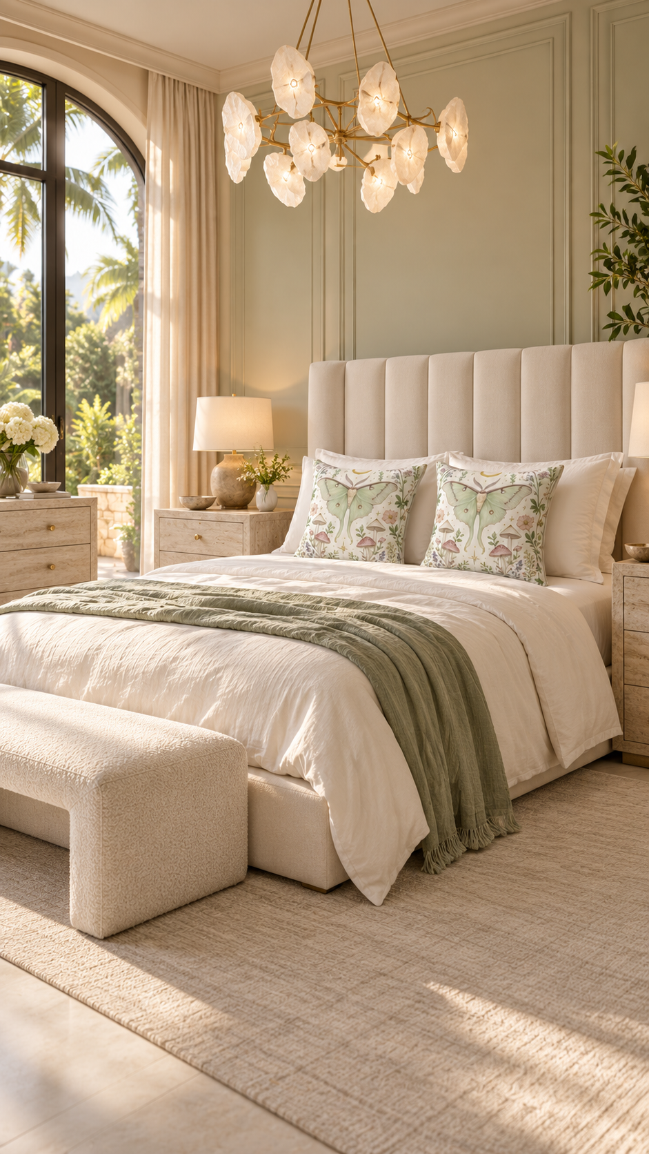 AI-styled interior concept for Luna Apothecary Moon Milk: Luna Apothecary Moon Milk serene bedroom.