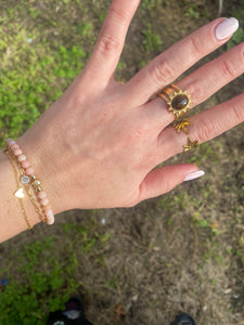 Tiger's Eye Gold Titanium Ring