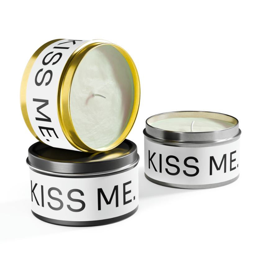 KISS ME Tin Candle