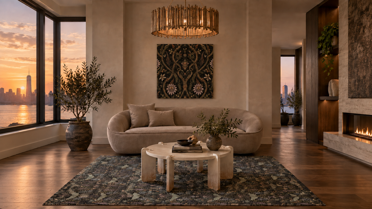 Serpent Conservatory Bronze Nocturne canvas styled in the Bronze at Dusk living room by Holi.spirits