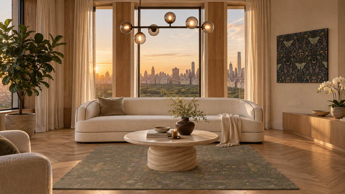 Luna Apothecary Verdigris canvas styled in the Park Avenue Calm living room by Holi.spirits