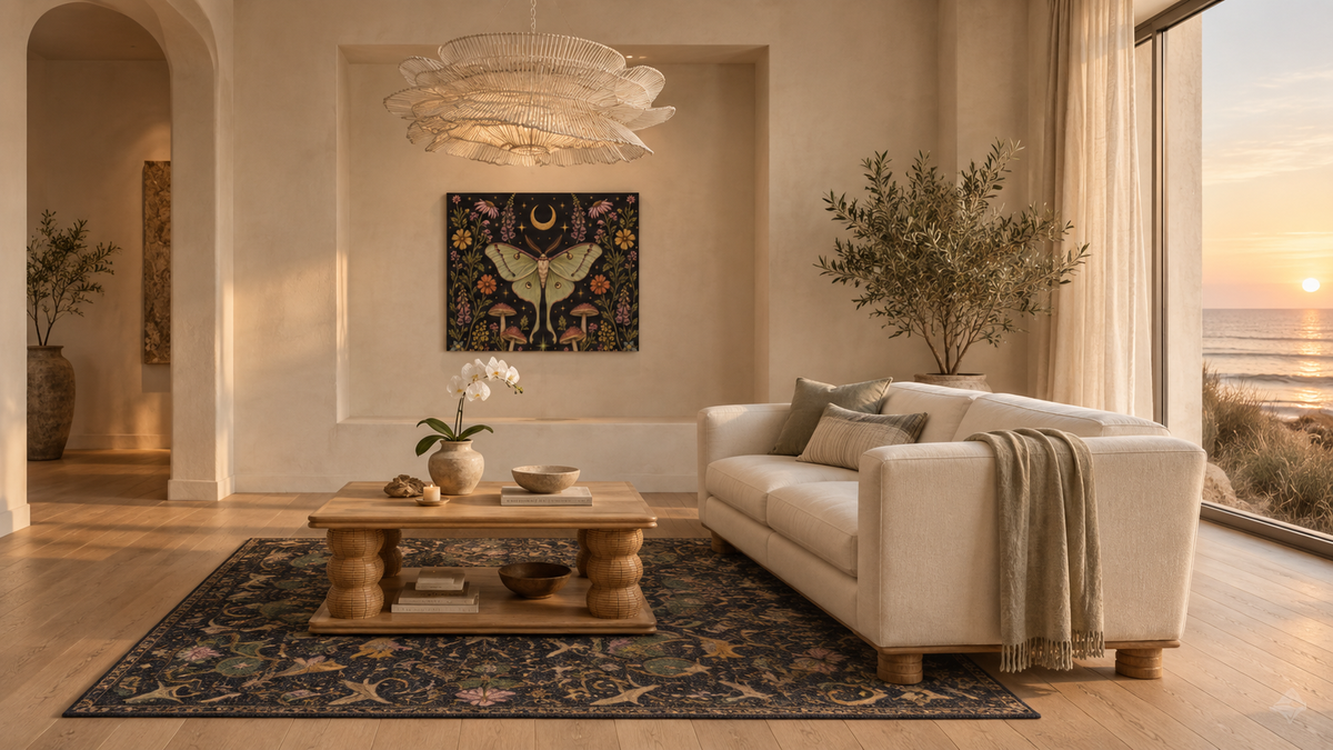 Luna Apothecary Nocturne canvas styled in the Tidal Quiet living room by Holi.spirits