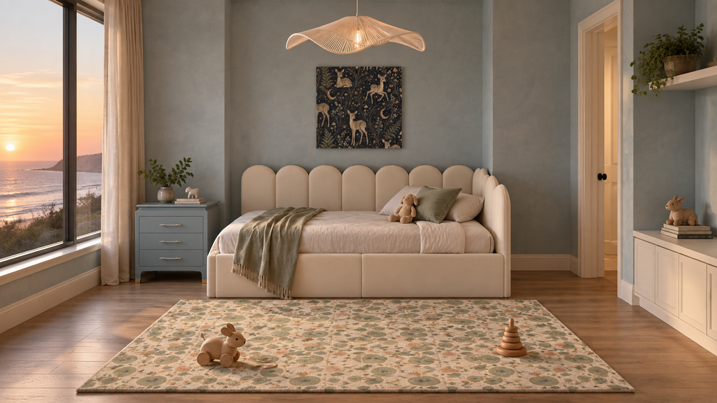 Astral Fawn Nocturne canvas styled in the Fawn Dream Room child's bedroom by Holi.spirits