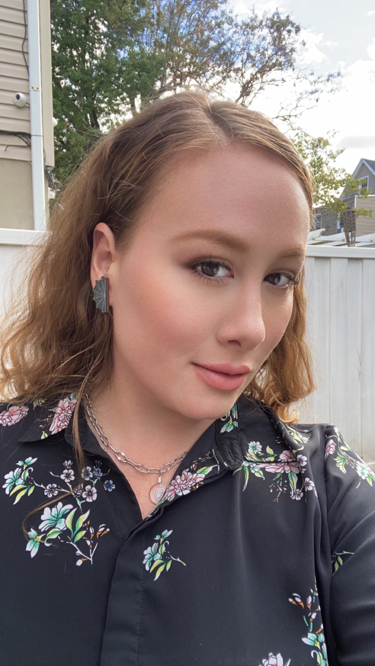 Wooden Spider Web Earrings