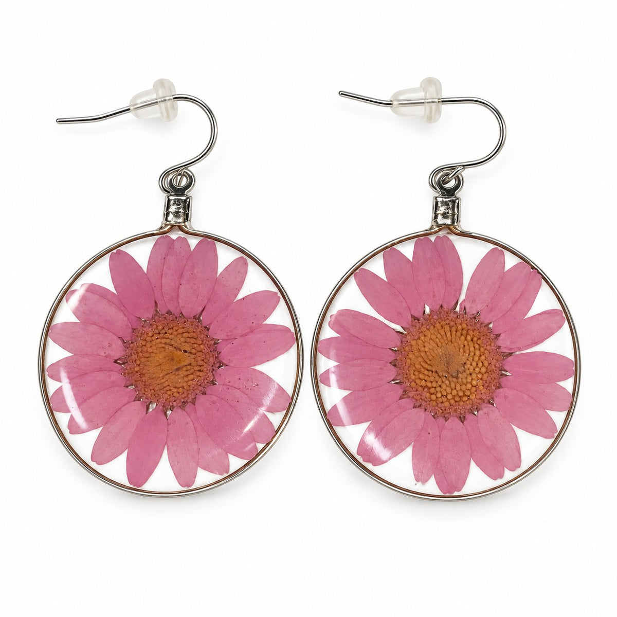 Pink Wild Daisy Rose Quartz Earrings