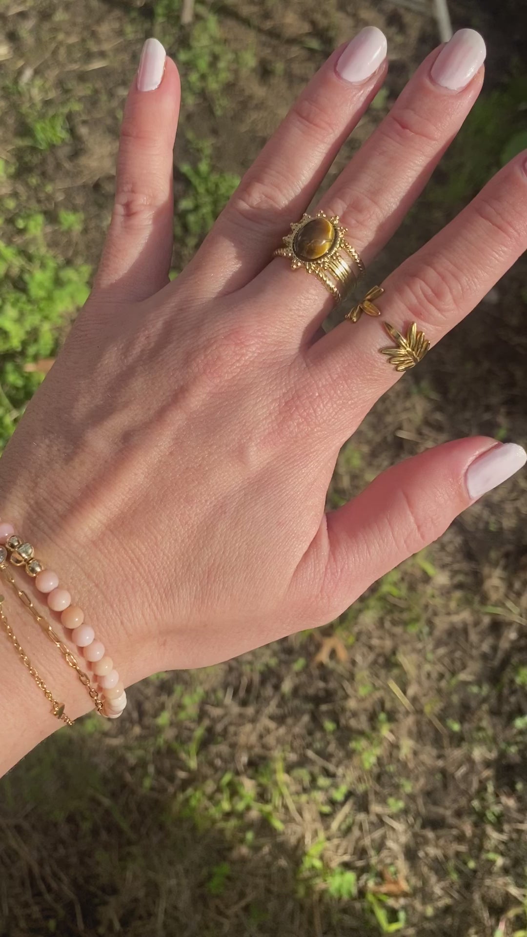 Tiger's Eye Gold Titanium Ring