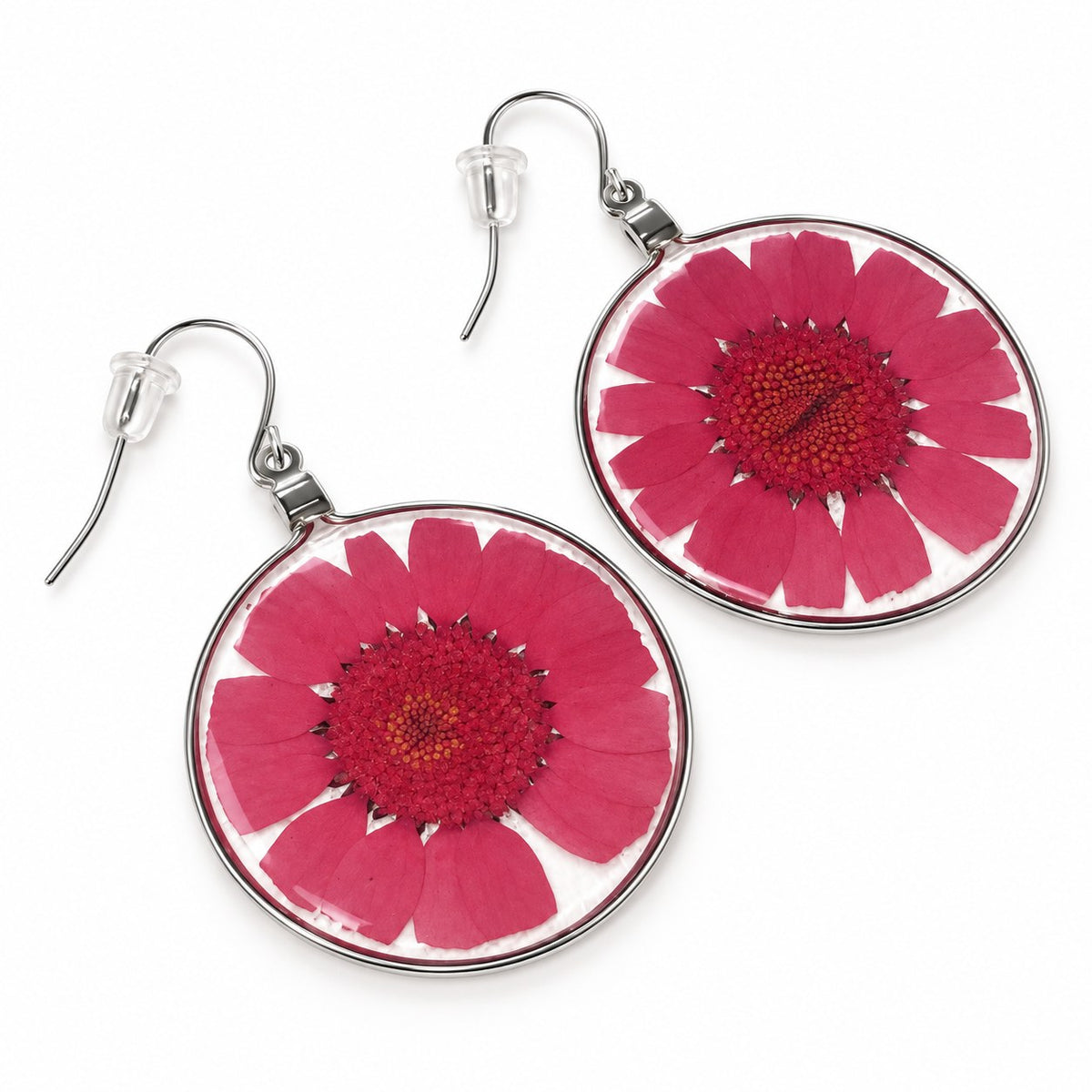 Red Wild Daisy Rose Quartz Earrings